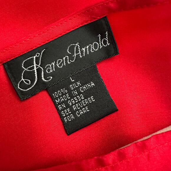 Karen Arnold Womens Silk Tank Shell Size L Red Classic Old Money Quiet Luxury - Picture 3 of 7